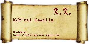 Kürti Kamilla névjegykártya